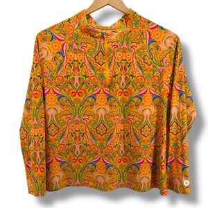 Coolibar Bal Harbour L S Rash Guard Women's XXL Orange Floral UPF 50+